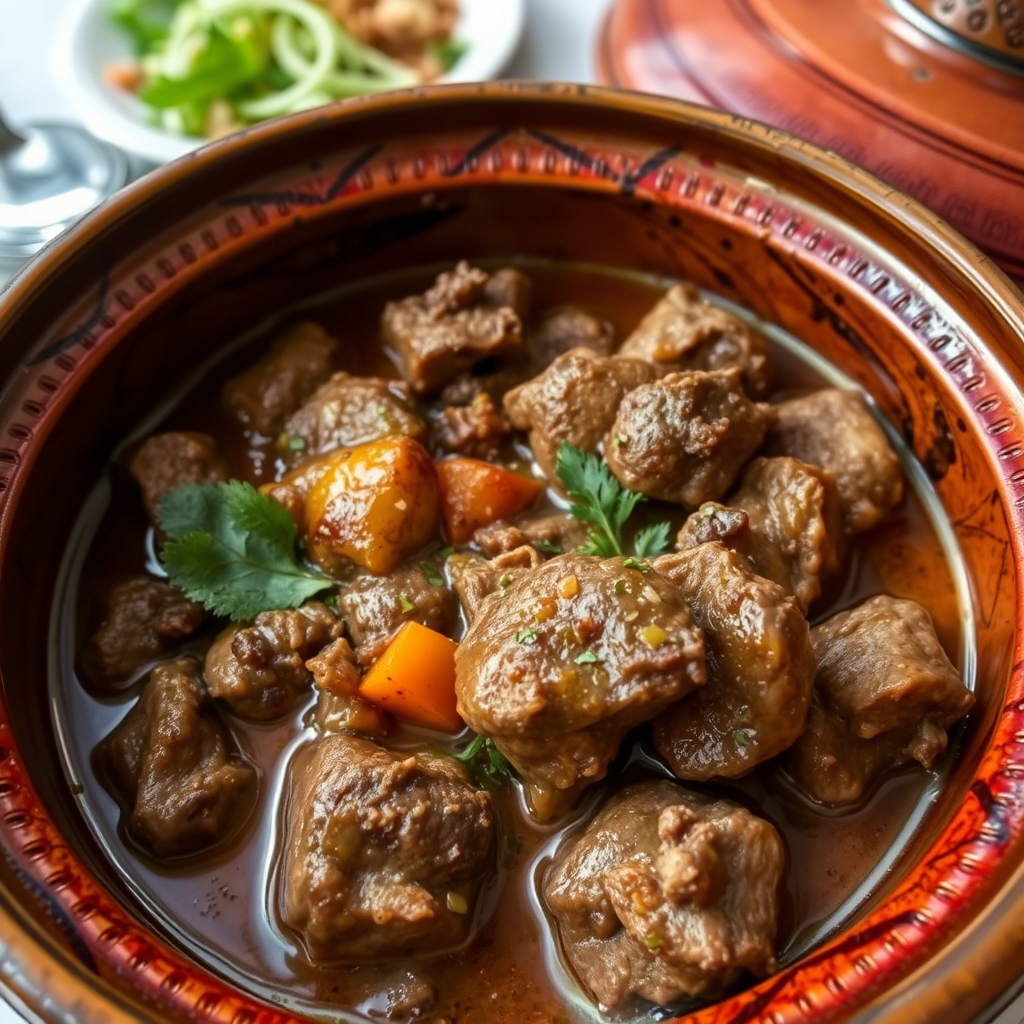 Carne guisada con salsa de la casa